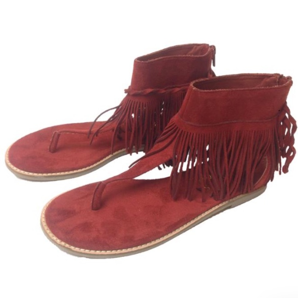 Red Suede Sandals Coconuts by Matisse - Juno